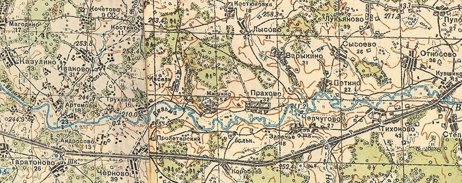Карта местности вокруг Лопатинской больницы – 1941 год.
