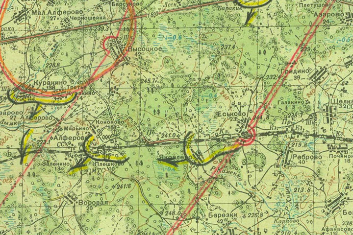 Карта освобождения станции Алфёрово и близлежащих деревень  82-й стрелковой дивизией.